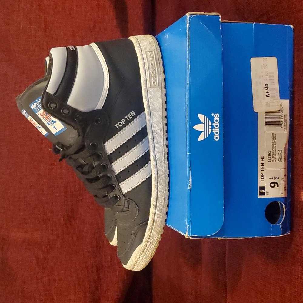 Adidas Top Ten Hi size 9.5 black white gray